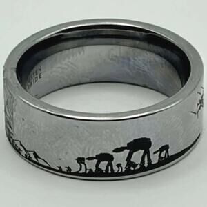 Silver Star Wars Hoth Battle Men’s Ring